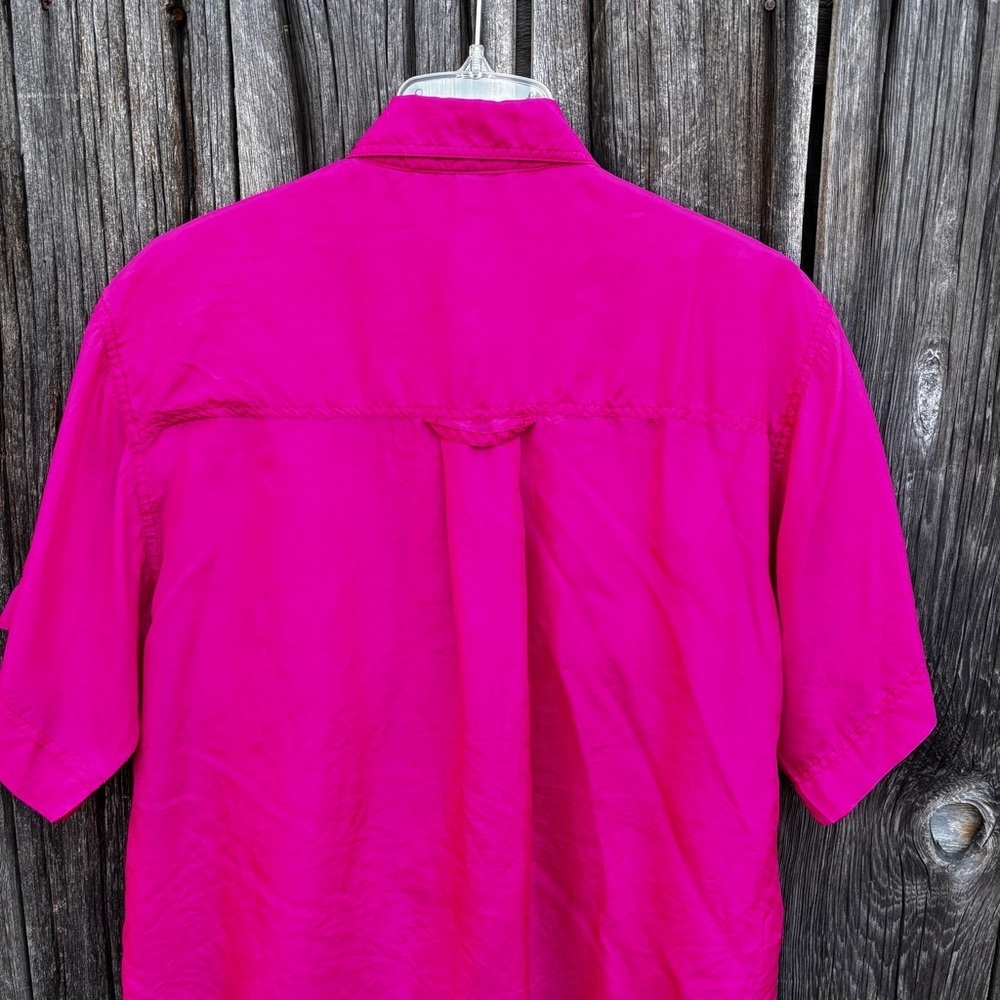 Casual Corner Fuchsia 100% Silk Blouse and Parachute Pants. Vintage 80’s size L - Picture 4 of 14